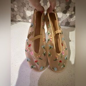 Floral Mesh Ballet Flats